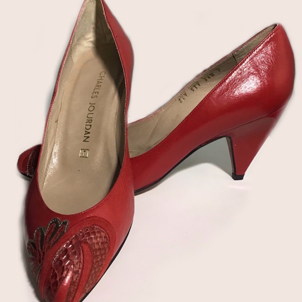 Charles Jourdan Vintage Red Pumps from 1970’s size 36.5